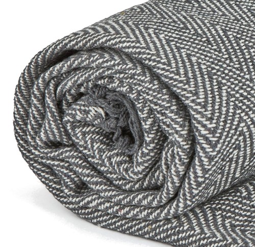 Large Bed Settee Sofa Blanket Tonal Herringbone Recycled Cotton Throw Over - Picture 48 of 48