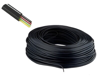 DINIC Telefon-Flachbandkabel, 4-adrig, AWG 30, schwarz, 100m