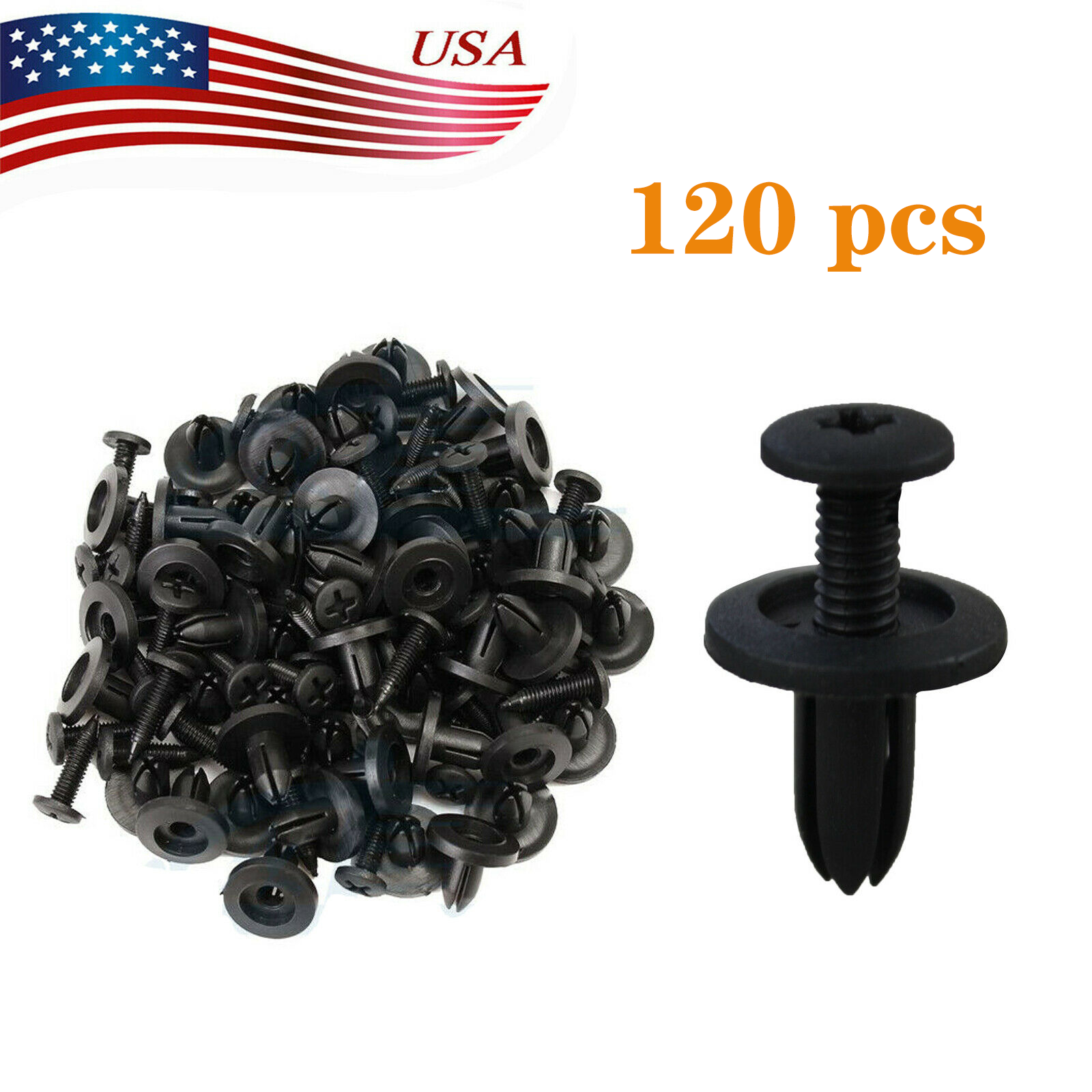 120Pcs Bumper Clips 6mm Hole Auto Car Fastener Fender Push Pin Plastic