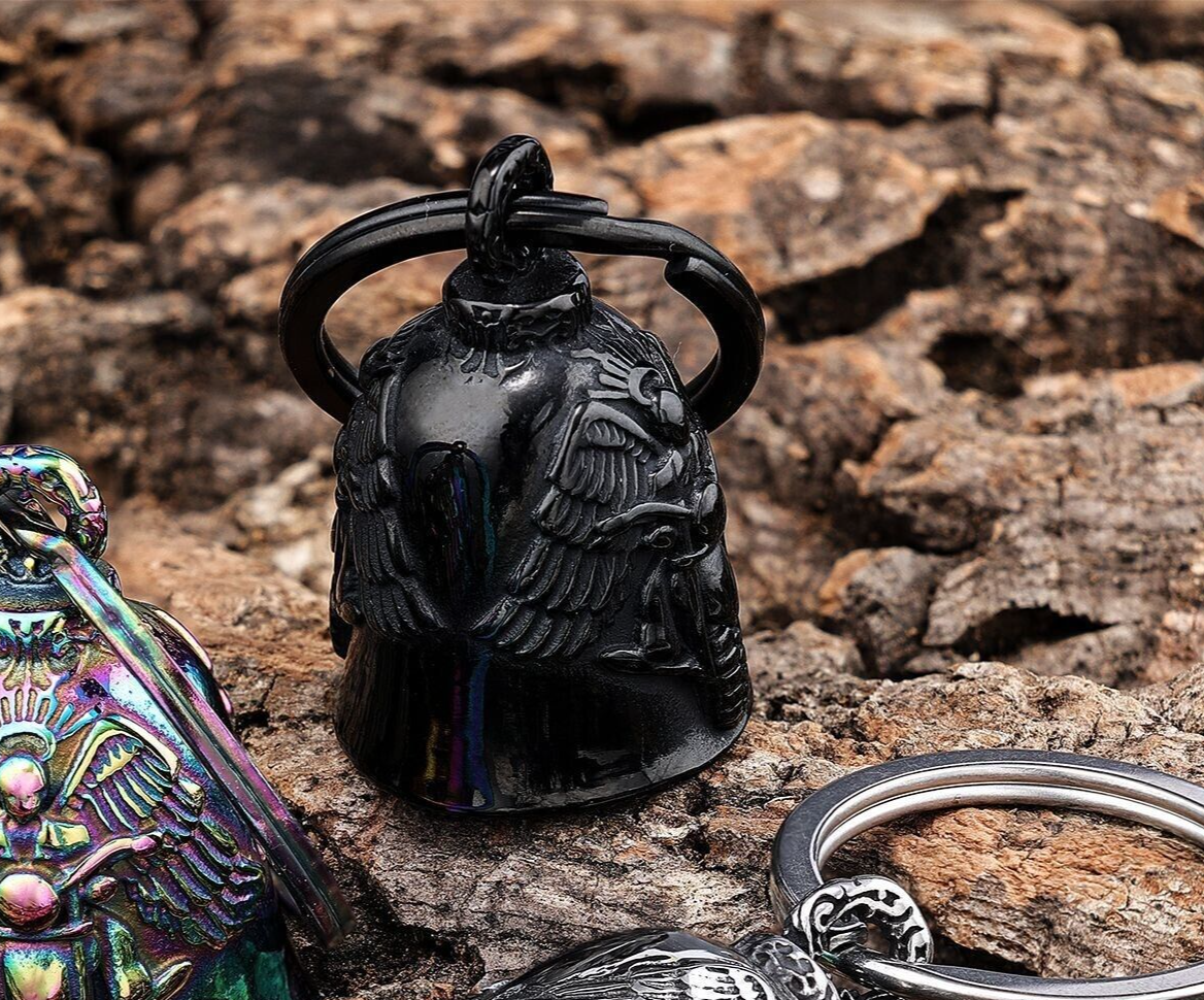 Black Motorcycle Biker Bell Hanger Luck Ride Riding Angel Bell