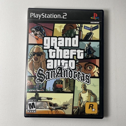 Grand Theft Auto: San Andreas (PlayStation 2 PS2, 2004) + Manual Tested & Works