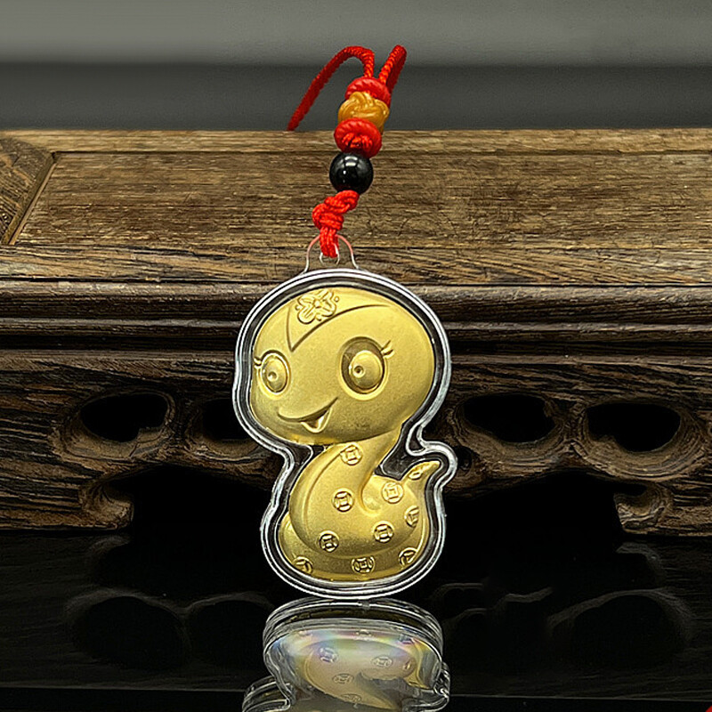 Cartoon Zodiac Snake Year Pendant Keyring Necklace Lucky Charms Bag