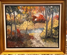 Richard Riverin, Canada, Original Lrge Textured O/C "Sous-bois au matin", Signed