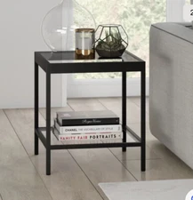 Henn&Hart 20" Blackened Bronze Metal/Glass Side Table