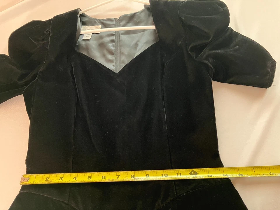 Vestido Vintage Jessica McClintock Gunne Sax Negro Terciopelo Talla 9/10 Cóctel Fiesta Foto 4 de 4