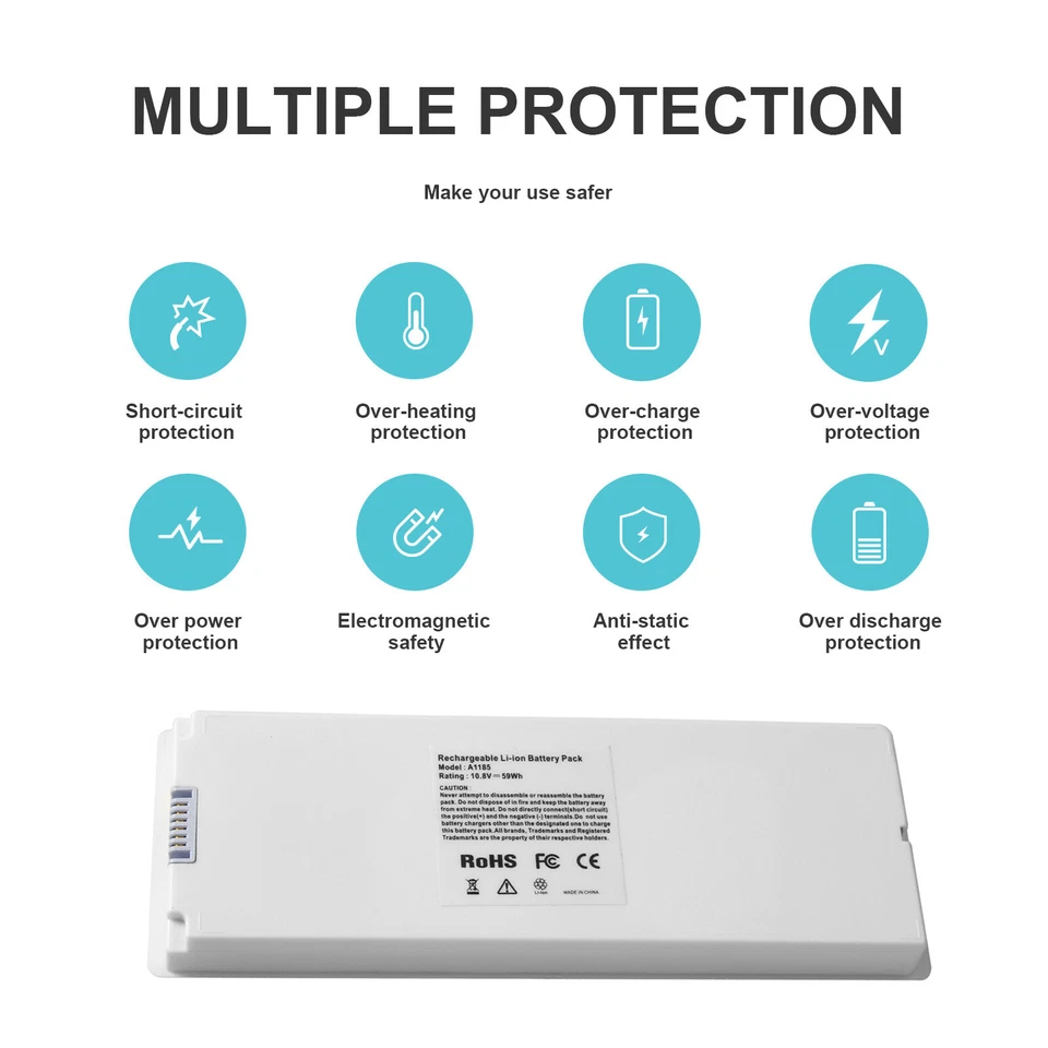 Batería recargable blanca para portátil para Apple Macbook 13" A1181 MA254 A1185 MA561 Foto 4 de 4