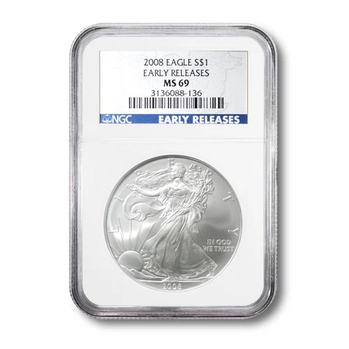 United States Silver Eagle $1 2008 NGC MS69 Early Releases