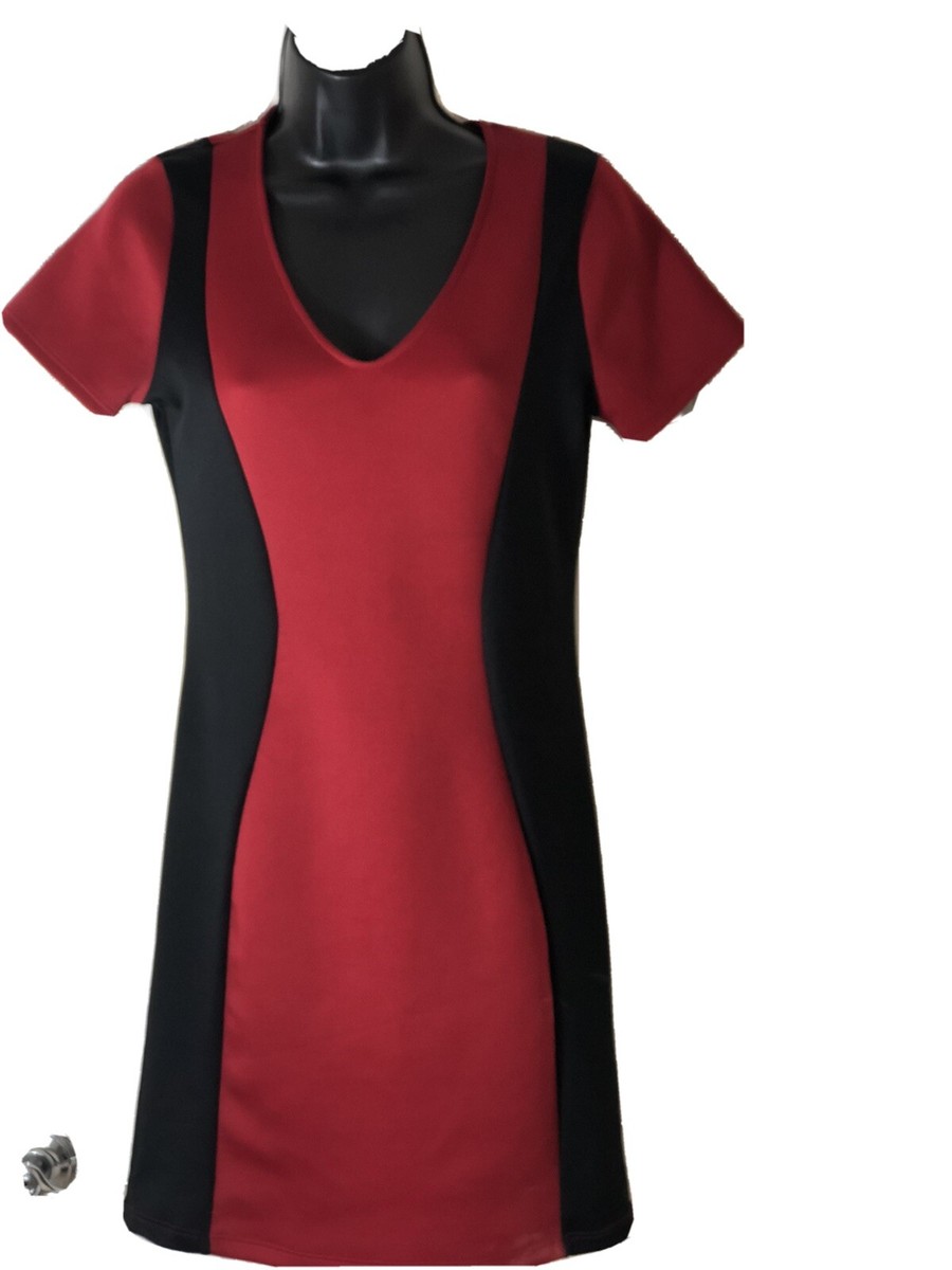 red black colorblock dress 1940s Sawtooth Color Block Dress