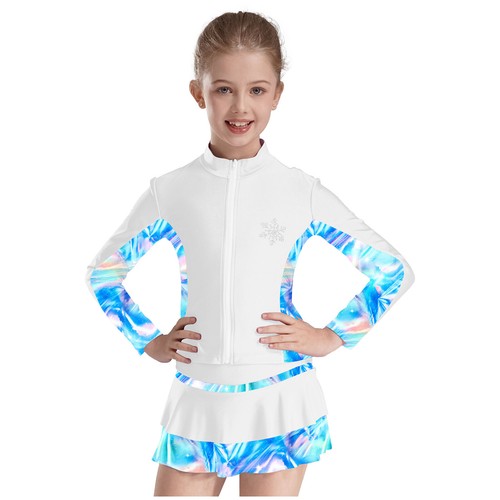 Kids Girl's Sport Suits Sparkly Sweatshirt With Skirt Dance Top And Skirts Swim - Picture 33 of 47