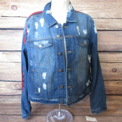 juniors distressed denim jacket