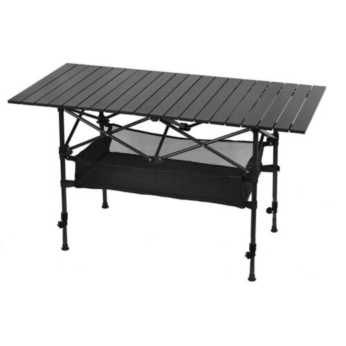 Folding Camping Table Portable Height Adjustable Aluminum Picnic Carry Bag - Picture 1 of 9