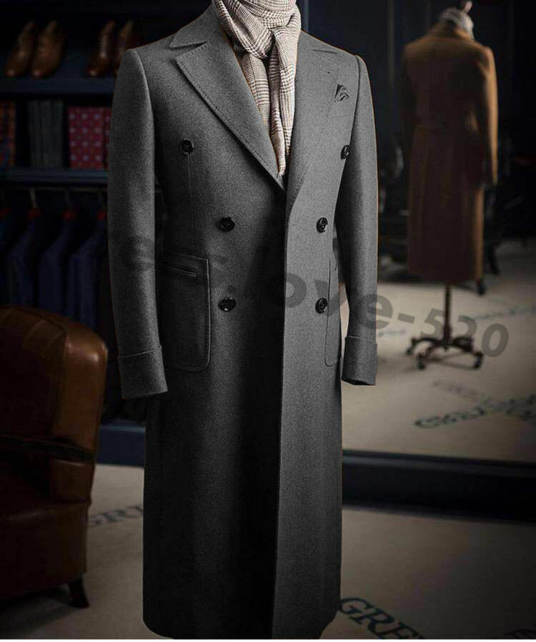 ジャケット・アウター Vintage Double Breasted Wool Long Coat Double Breasted Wool Long Overcoat – Vintage Jacket