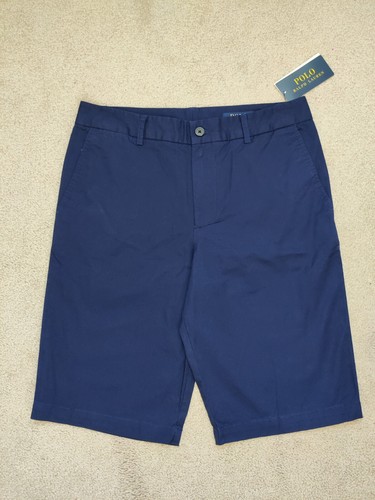 NWT Polo Ralph Lauren Boys Straight Fit Cotton Classic Chino Shorts, Navy, Sz 16