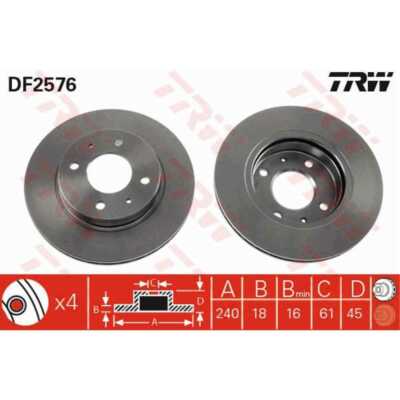 TRW 2x Bremsscheibe vorne 240 belüftet für Nissan 100 NX B13 Sunny III