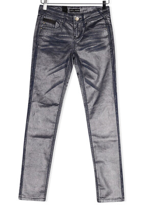 ONLY Damen Stretch Jeans Shiny Silver Silber W 26 Neu 15560 Neu