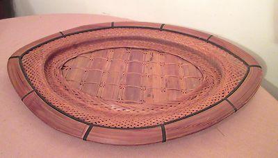Quality large hand made woven bamboo serving platter tray basket dish Asian