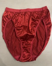 Vintage vassarette panties Liquid Stretchy Second Skin Satin Shiny Hi-Cut RED 7