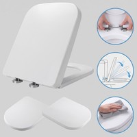 Luxury Square Toilet Seat Soft Close Quick Release 360° Adjustable Top Fix White