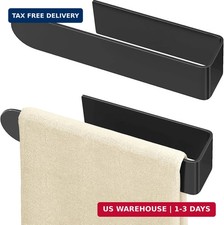 Hand Towel Holder, 8 Inch Self Adhesive Towel Racks Black, 2 Pack  Towel