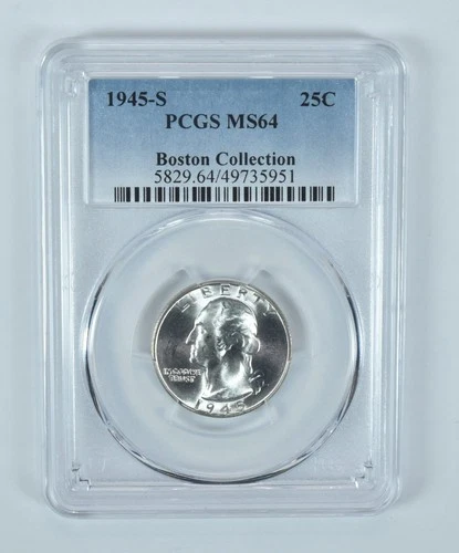1945-S Washington Quarter Boston Collection MS64 PCGS Blue Label *2065