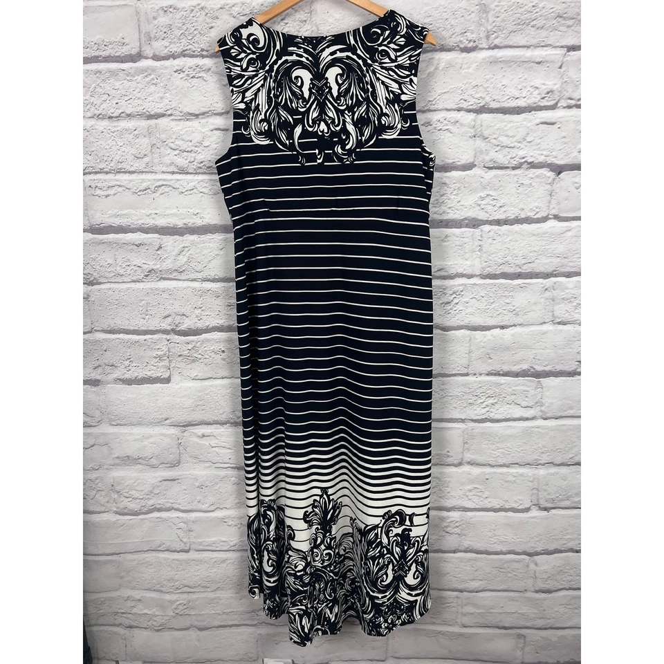 Chico's Womens XL Art Coastal Resortwear Eclectic Floral Stripe Maxi Hi-Lo Dress - Image 4 of 4