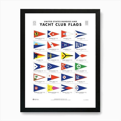 United States Yacht Club Flaggen Kunst gerahmt Wandbild Poster Leinwanddruck Bild