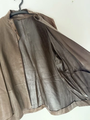 Burberry Prorsum Men's Leather Jacket Brown College Jacket Stand Collar Size 54 Vintage image 7