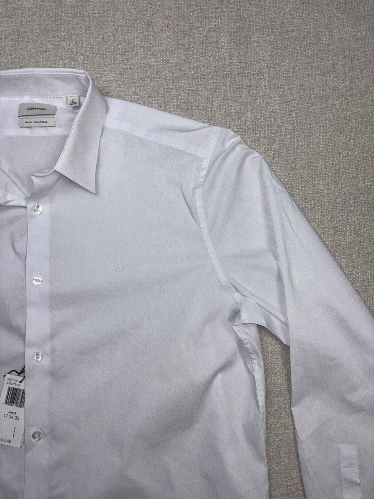 Calvin Klein Mens Slim Fit Dress Shirt Size XL White thumbnail 6