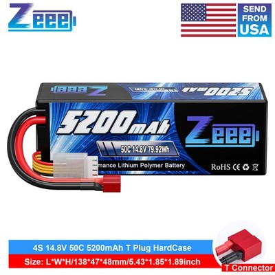 Zeee 4S 5200mAh T Plug LiPo Battery 14.8V 50C for RC Car Truck Heli Buggy Truggy