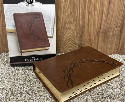 #ad #ad KJV Giant Print Bible Indexed Brown Crown of Thorns red letter $39.49