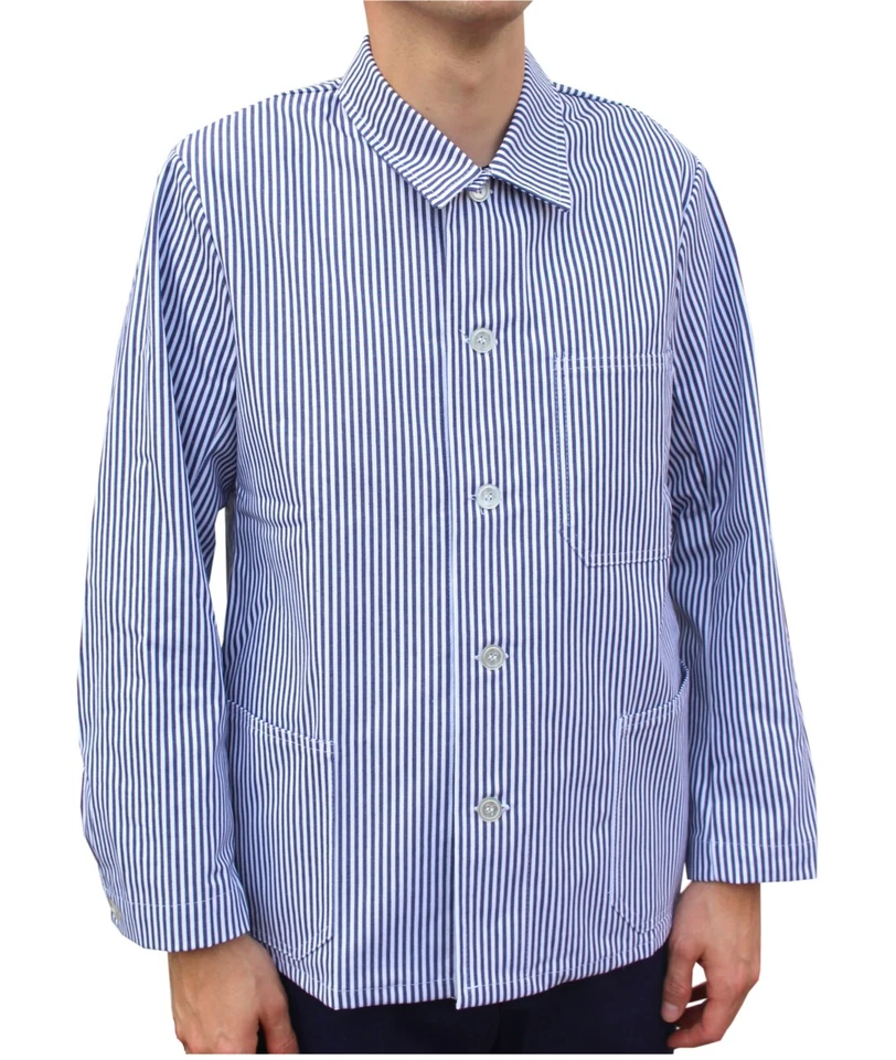 FLEIRO Fleischerkleidung Fleischerjacke Metzgerjacke langarm blau weiß gestreift