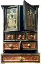 VINTAGE INDIAN CABINET HAND PAINTED JAIPUR / RAJPUT MINIATURE SCHOOL 45 cms