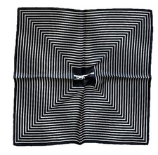 23"x23"Black Square Line Print Pure Mulberry Twill Silk 14momme Scarf 60x60cm