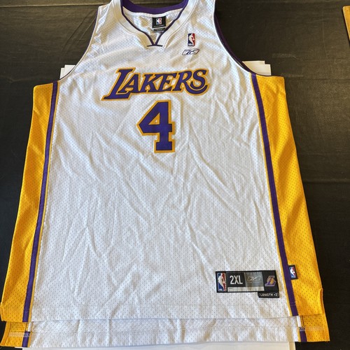 Reebok Los Angeles Lakers Walton #4 NBA Basketball Jersey White Purple Gold 2x🔥
