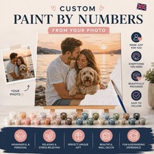 Custom Paint By Numbers UK Personalised Oil Canvas Painting Pets Adults Portrait
