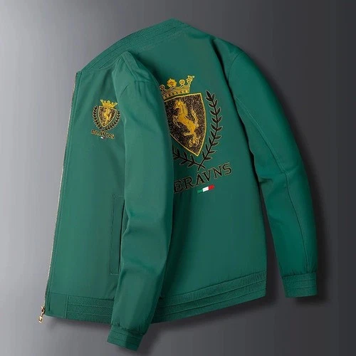 Men's Embroidered Baseball Bomber Jacket Slim Fit Autumn Casual Varsity Coat image 2
