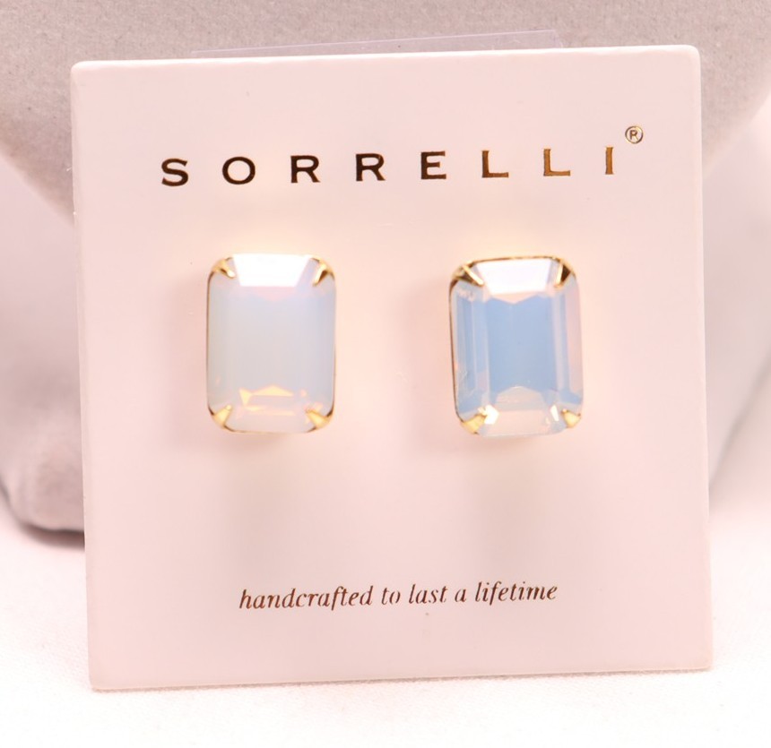 Sorrelli Gold-Tone White Crystal Stud Earrings for Everyday Wear New $60