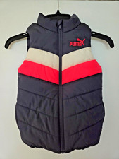 Puma Little Kid Puffer Vest Size 5  3-5 Dark Gray/Pink Insulated Zip Up Logo