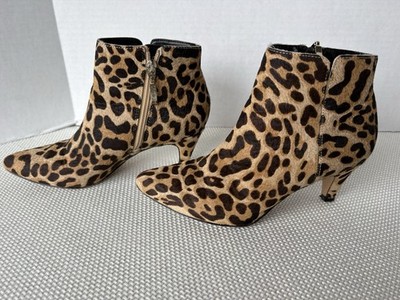 Limelight Moira Womens Leopard Print Haircalf Kitten Heel Leathe Booties  Sz 6.5