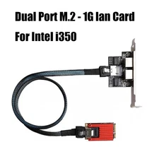 Dual Port M.2 Mini PCIe 1G Gigabit LAN Card (Intel i350) +Riser Cable + Heatsink