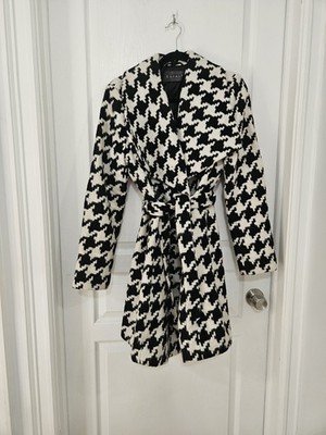 Esprit Elegant Wool Fabric Double Breasted Coat Size 10 Black White