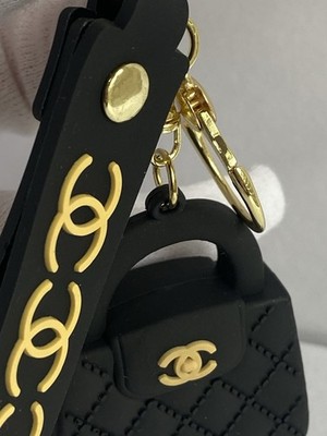 CHANEL VIP Novelty Gift Mini Bag Charm Keychain Quilted Black Gold