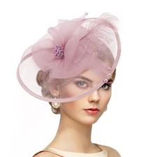 Feather Tea Party Fascinator - 2025 Derby Hat with Hairpin, 1920s 50s Hats fo...