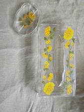 Vtg Mcm Mod Yellow Flower Wolff Tissue Holder  Soap Dish