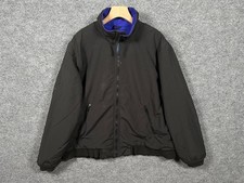 Vintage 90s L.L.Bean Men's Black Warm Up Jacket Fleece Lined Full Zip Size L