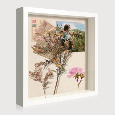 CCDCC 11x11 Shadow Box Display Case with Tempered Glass, White Wooden Large M...