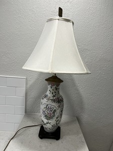Vintage Porcelain Floral table lamp Asian Chinoiserie style