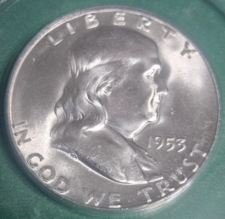 1953-S Franklin Half Dollar ANACS Certified MS64 Full Bell Lines US Coins 50c - Image 3 of 4