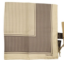 NWT TOM FORD Gray Polka Dot Silk Pocket Square Italy 16"