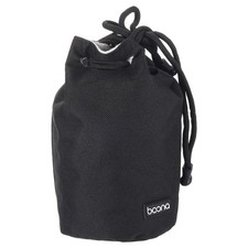 Soft Drawstring Lens Case with Cotton Pad 3.9" OD Thick Fleece Cloth, Black
